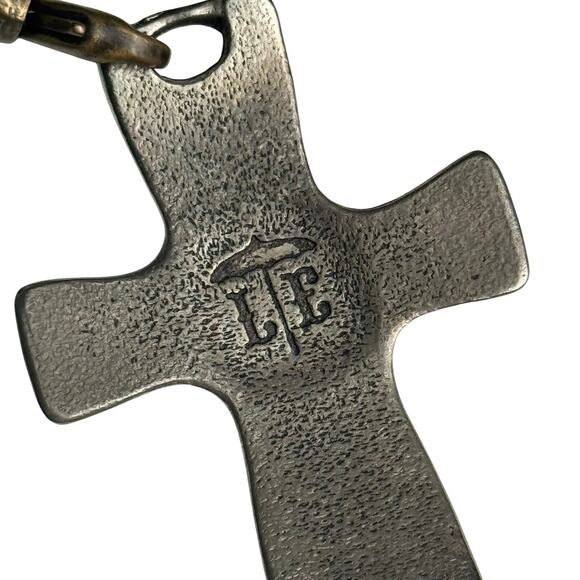 Lenny and Eva Turquoise Bead Stretch Bracelet Chunky Cross Pendant Silver Boho - Picture 9 of 9